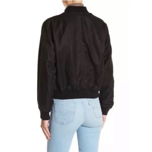 VINCE Classic Sleek Linen Blend Cropped Black Bomber Jacket Womens Size S - Picture 4 of 12